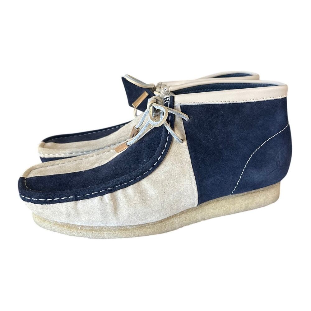 Sycamore Style Apollo Clarks Wallabees in Blue & Sand Suede Mens Size 13 WuTang